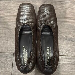Donald J. Pliner Brown Flats with Textured Design